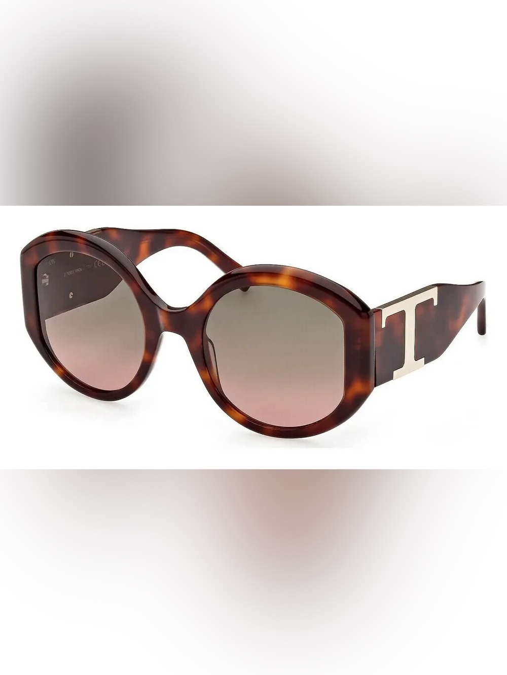 Tod’s TO349 Brown Tortoise Round Butterfly Sunglasses